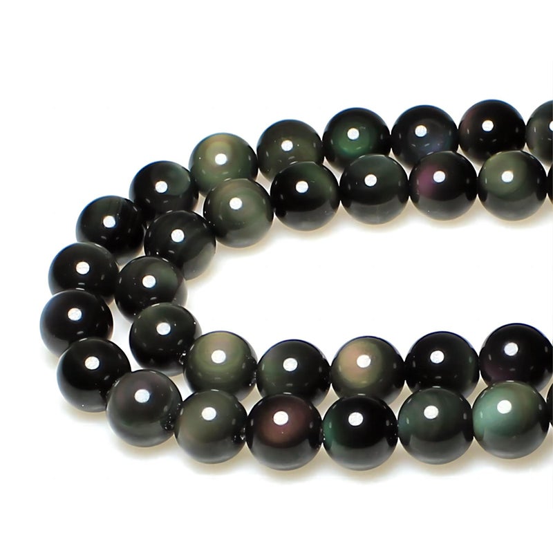 MJDCB Rare Collection Natural Stone Beads Rainbow Obsidian Round Loose Beads for Jewelry Making DIY Bracelet Necklace (8mm) - Image 1